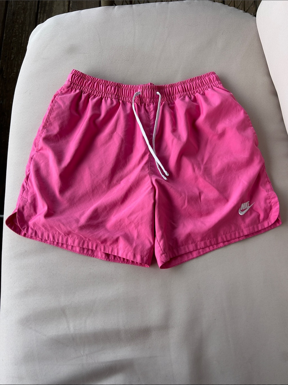 Nike Pink Men’s Athletic Shorts with White Drawstring